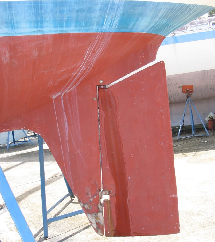 water in sailboat rudder