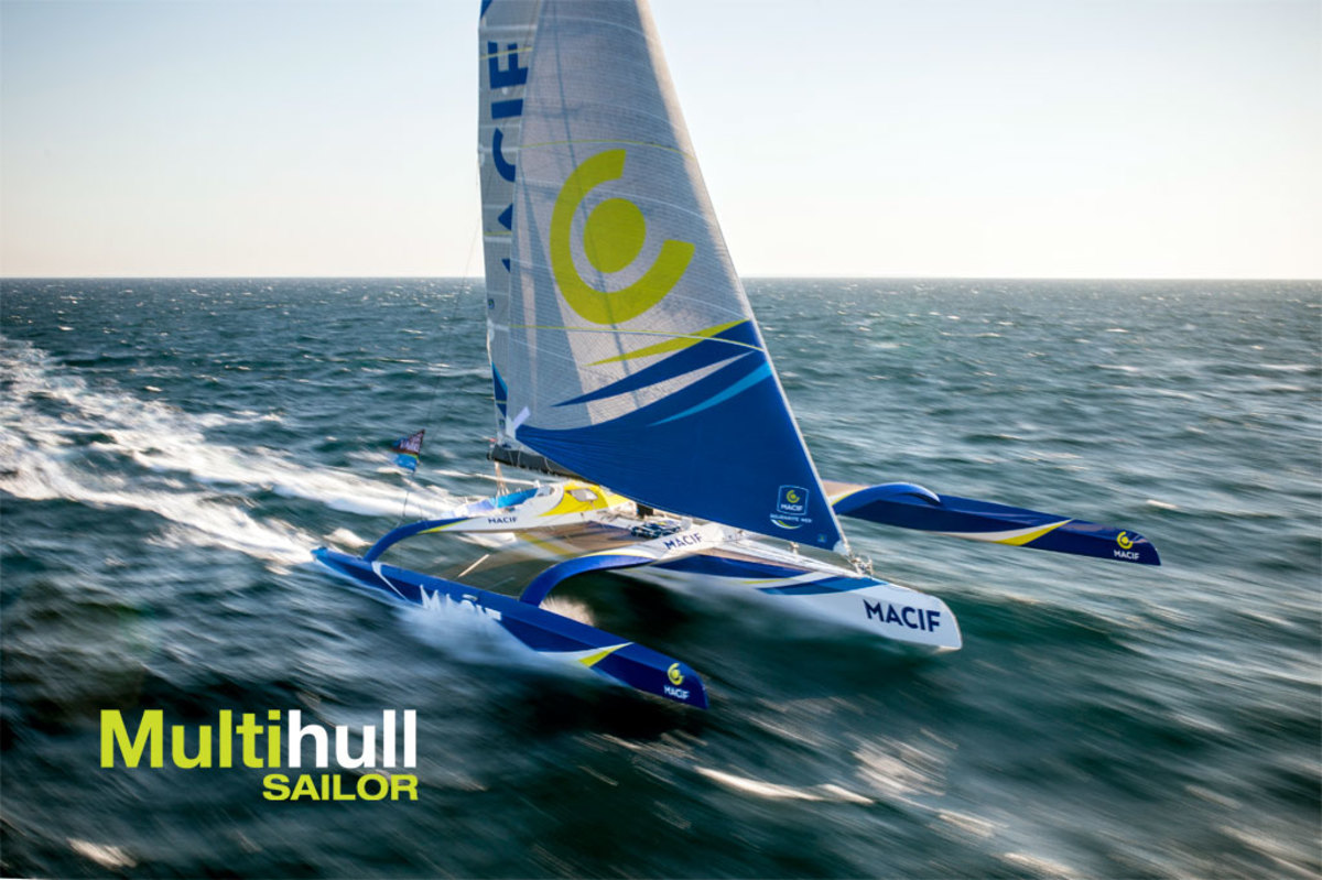 high-speed, singlehanded trimarans ready to circle the