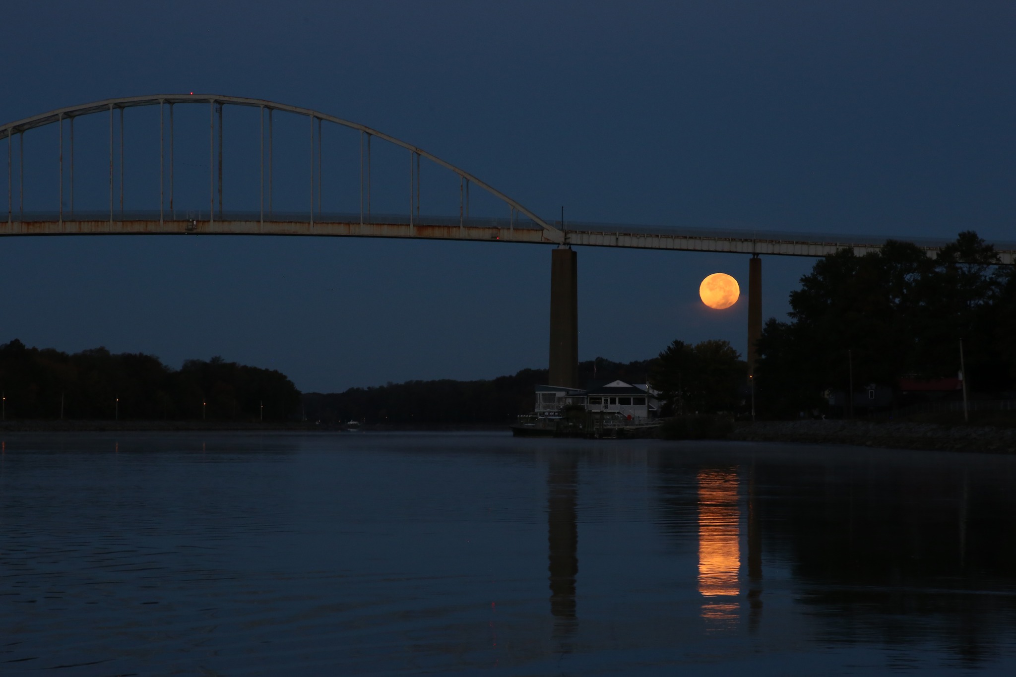 A bridge and a moon