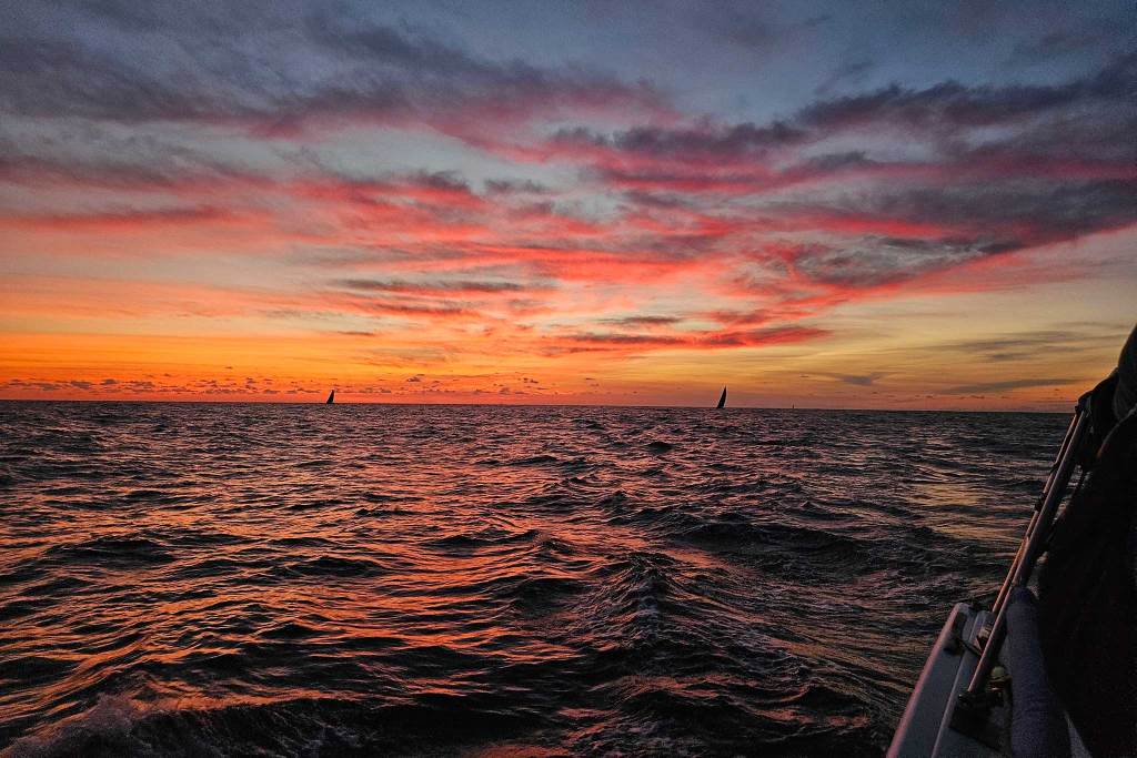 boat at sunset