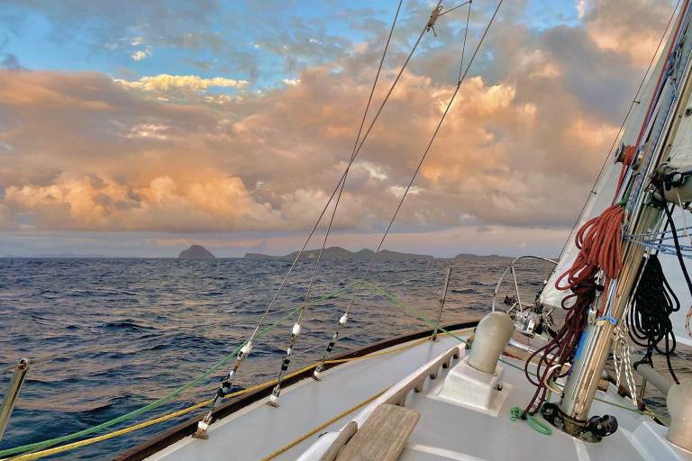 A dorade scoops wind below decks.