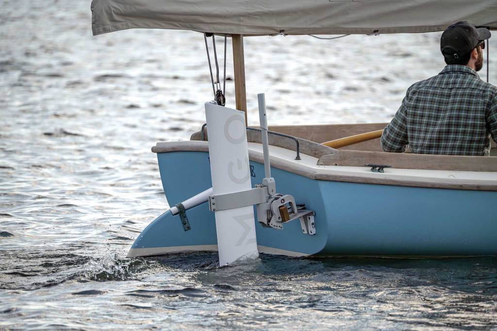 sailing a dinghy with an electric motor
