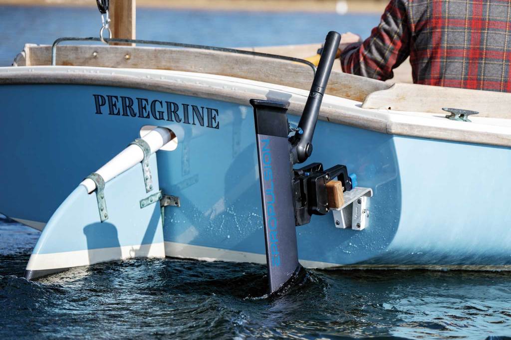 sailing a dinghy with an electric motor