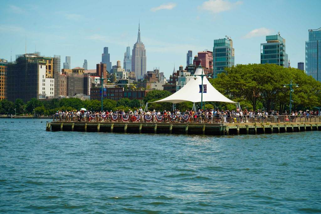 Spectators in NYC harbor