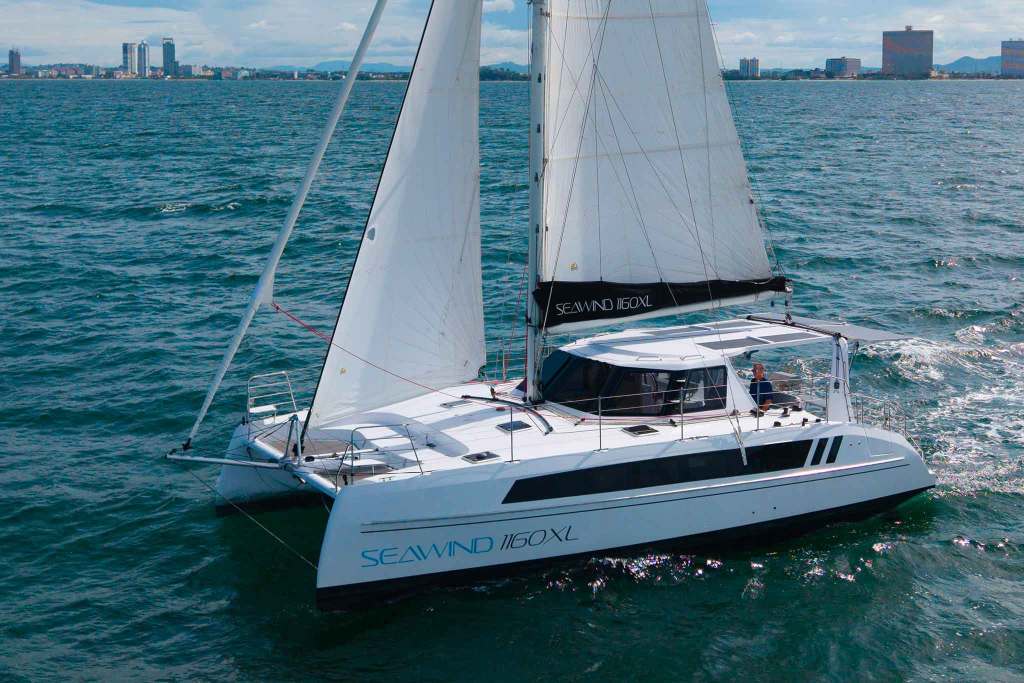 The refreshed version of the 1160 features buoyant reversed bows that help the boat surf above waves.